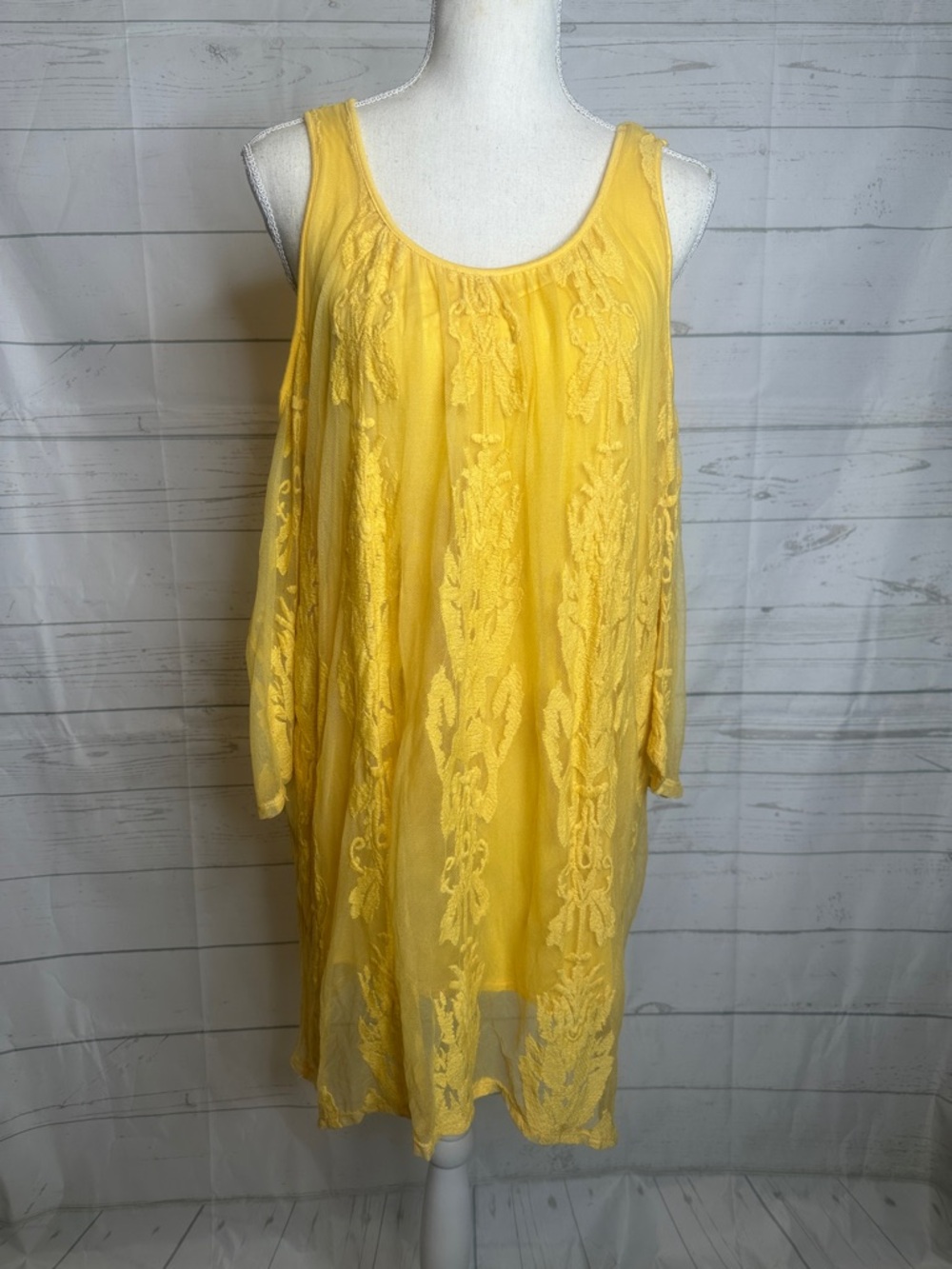 Sunny Yellow Embroidered Sleeveless Dress